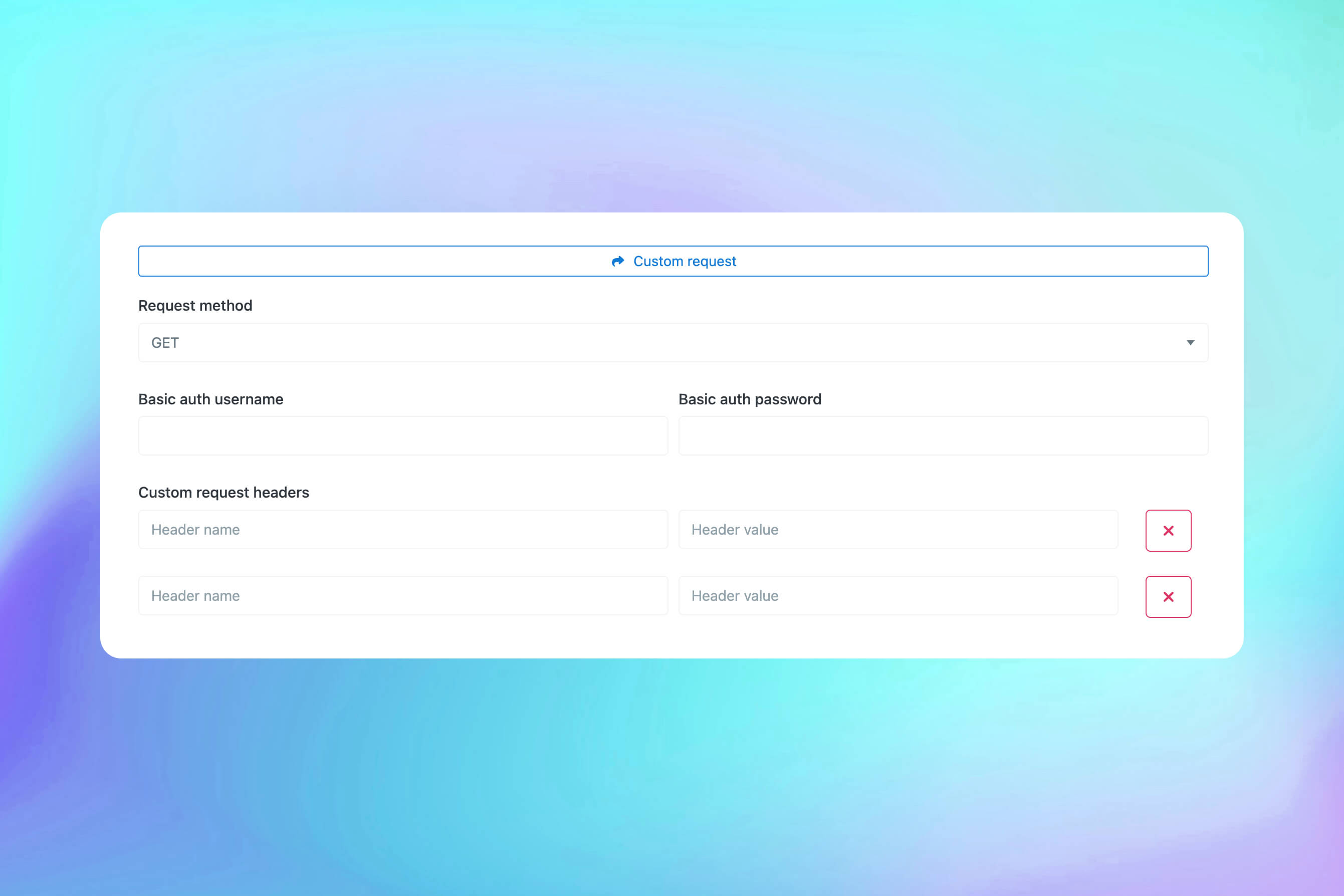 Capture d'écran de la fonctionnalité de requêtes HTTP personnalisées du moniteur de l'application